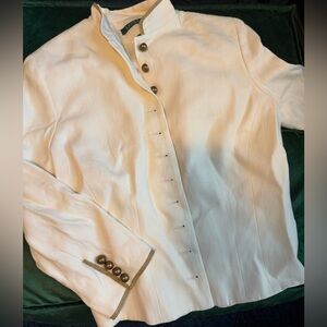 Vintage Ralph Lauren White Military-Style Jacket – Gold Trim – Size 10 – NWT